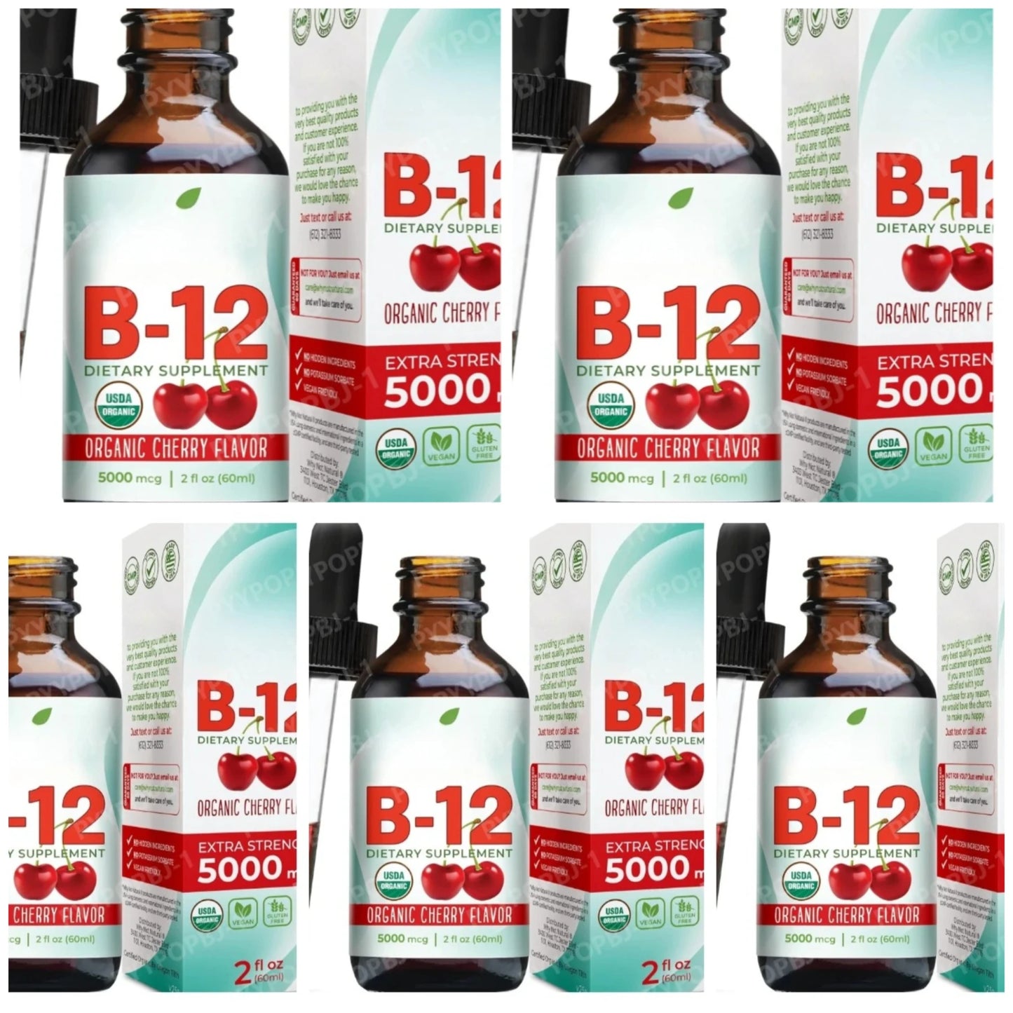 Vitamin B12 5000mcg Sublingual Drops – Cherry, Vegan 60ml