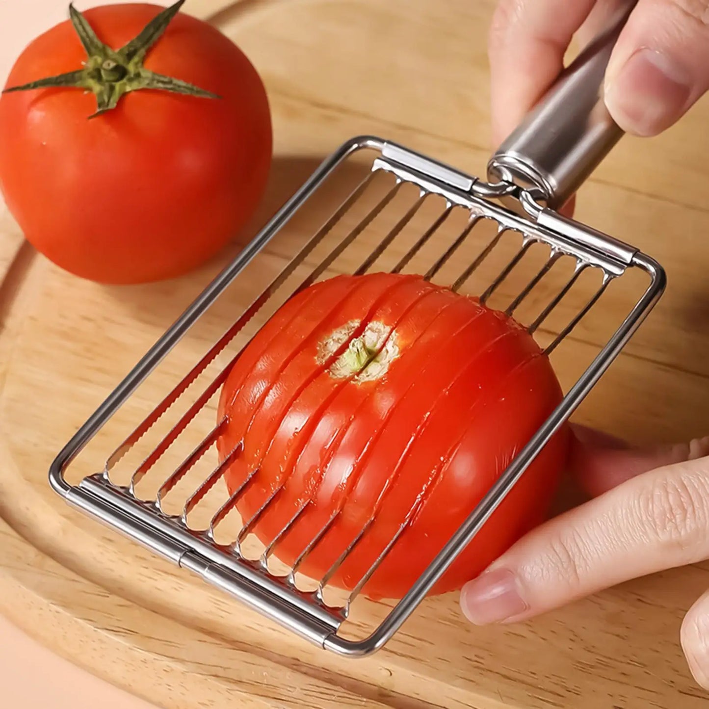 Stainless Steel Tomato Slicer Multi-Purpose Vegetable Onion Chopper Fruit Cutter for Home Kitchen Cooking BBQ Salad Peaceful Pleasures Health and Wellness
