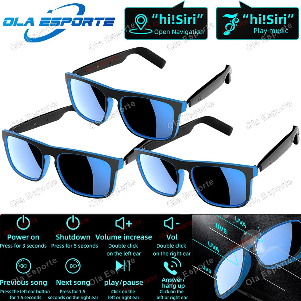 New Smart Glasses Bluetooth Calling Music Control Wireless Fashionable Bluetooth Headphones For Men Women Gifts Earphone Outdoor Peaceful Pleasures Health and Wellness 3Bk-Bl