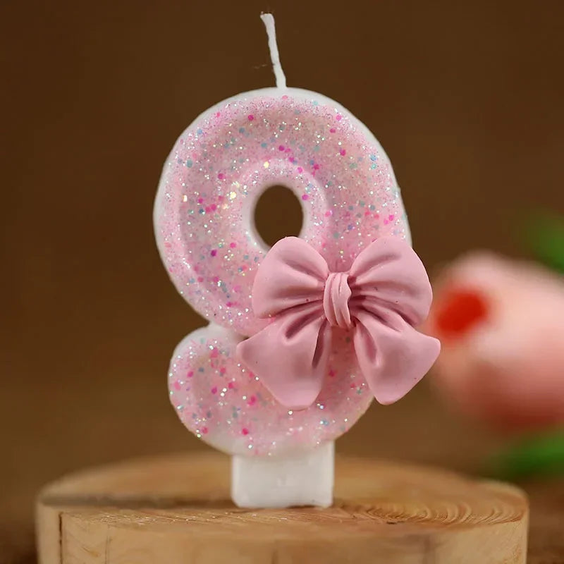 Hot Number Cake Candle Pink Glitter Birthday Candle 1 2 3 4 5 6 7 8 9 3D Number Candle Cake Topper Birthday Party Cake Decor Peaceful Pleasures Health and Wellness 9