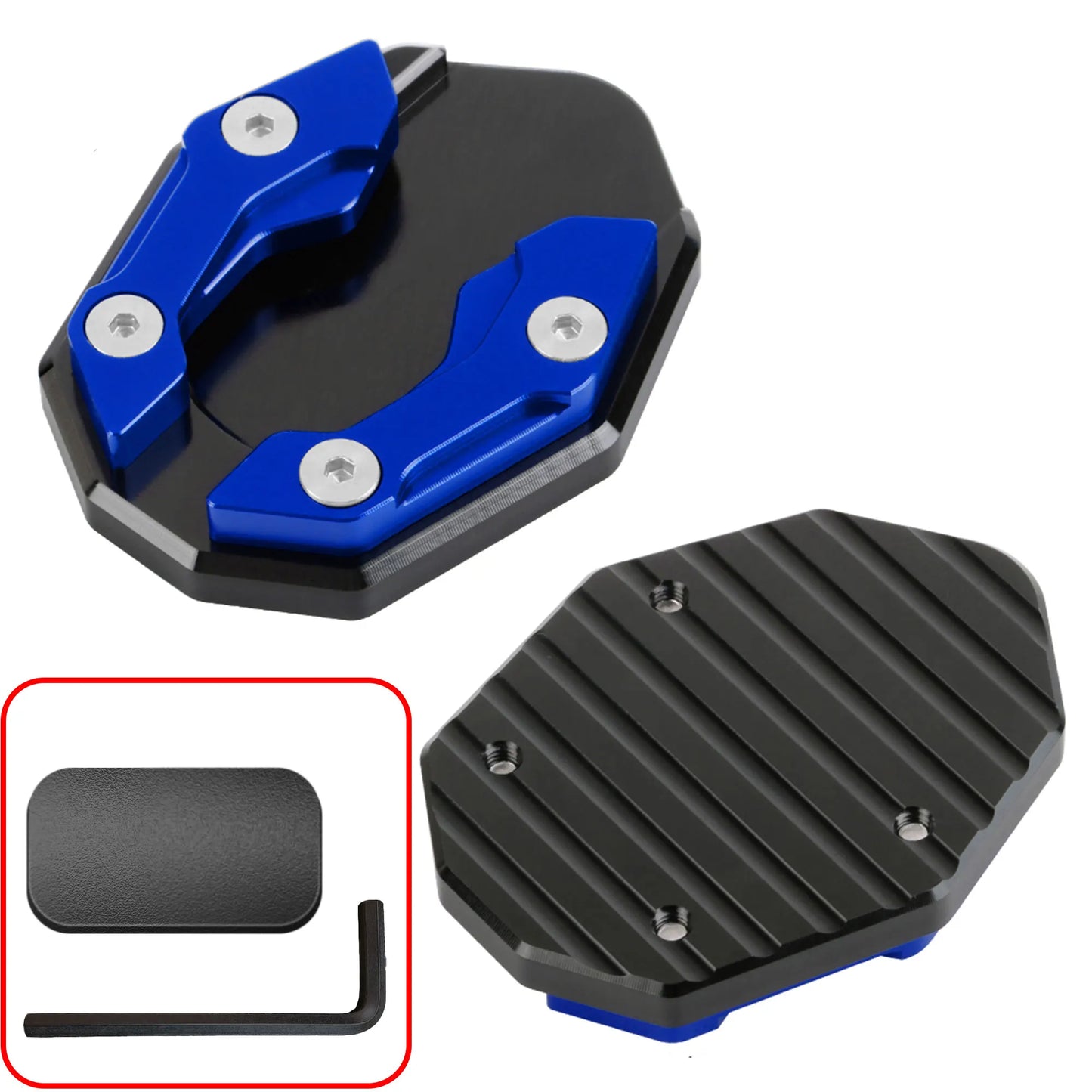 Motorcycle Side Stand Extension Kickstand foot Pad,Support Plate Helps Park Your Bike on Hot Pavement, Grass, Soft Ground Peaceful Pleasures Health and Wellness Blue