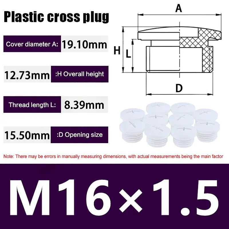 New 10Pcs Cross Shaped Plastic Plugs Nylon Waterproof Quality Threaded Hole Plugs M16X1.5 M18X1.5 M20X1.5 M22X1.5 M25X1.5 Peaceful Pleasures Health and Wellness white M16