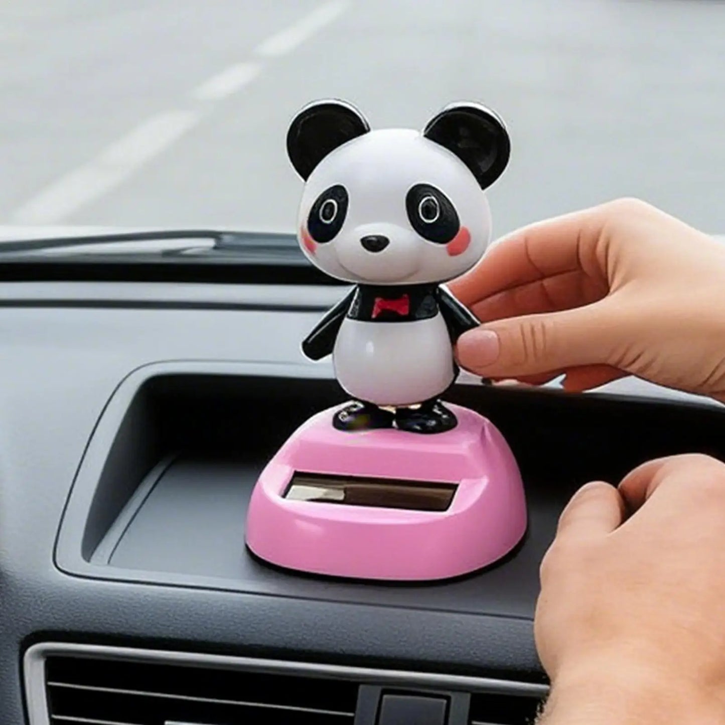 Solar Panda Car Dashboard Ornament – Swinging Doll Decor