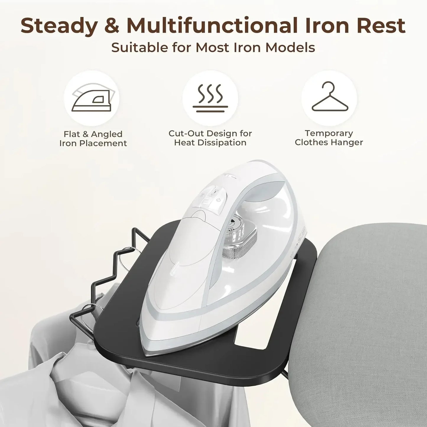 Foldable Ironing Board with 9 Adjustable Heights & Washable Cover Ironing Accessories Peaceful Pleasures Health and Wellness