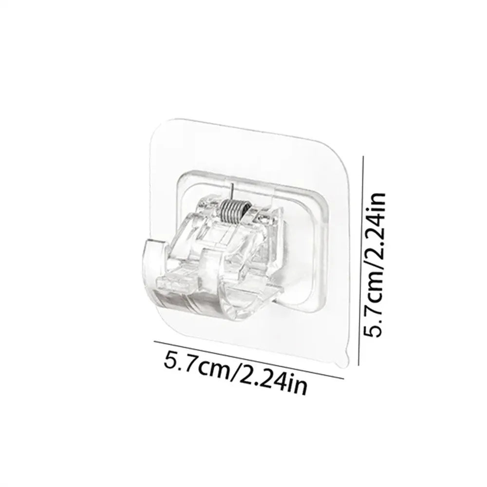Self-Adhesive Curtain Rod Clip Hooks | No-Drill Wall Holder Set