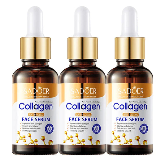 SADOER Collagen Face Serum – Anti-Aging Moisturizing Essence Collagen Face Serum Oasis Select 3pcs