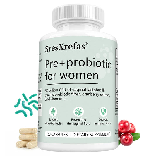 Pre+probiotic Capsules for Women, with Vitamin C, Cranberry Extract, Support Digestive Health, Protecting The Vaginal Flora Peaceful Pleasures Health and Wellness