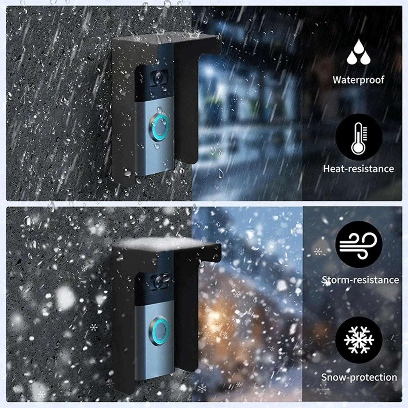 Steel Ring Doorbell Protector, Waterproof Anti-Glare Rain Cover, Windproof Weather-Blocking Cover for Visual Doorbell Peaceful Pleasures Health and Wellness