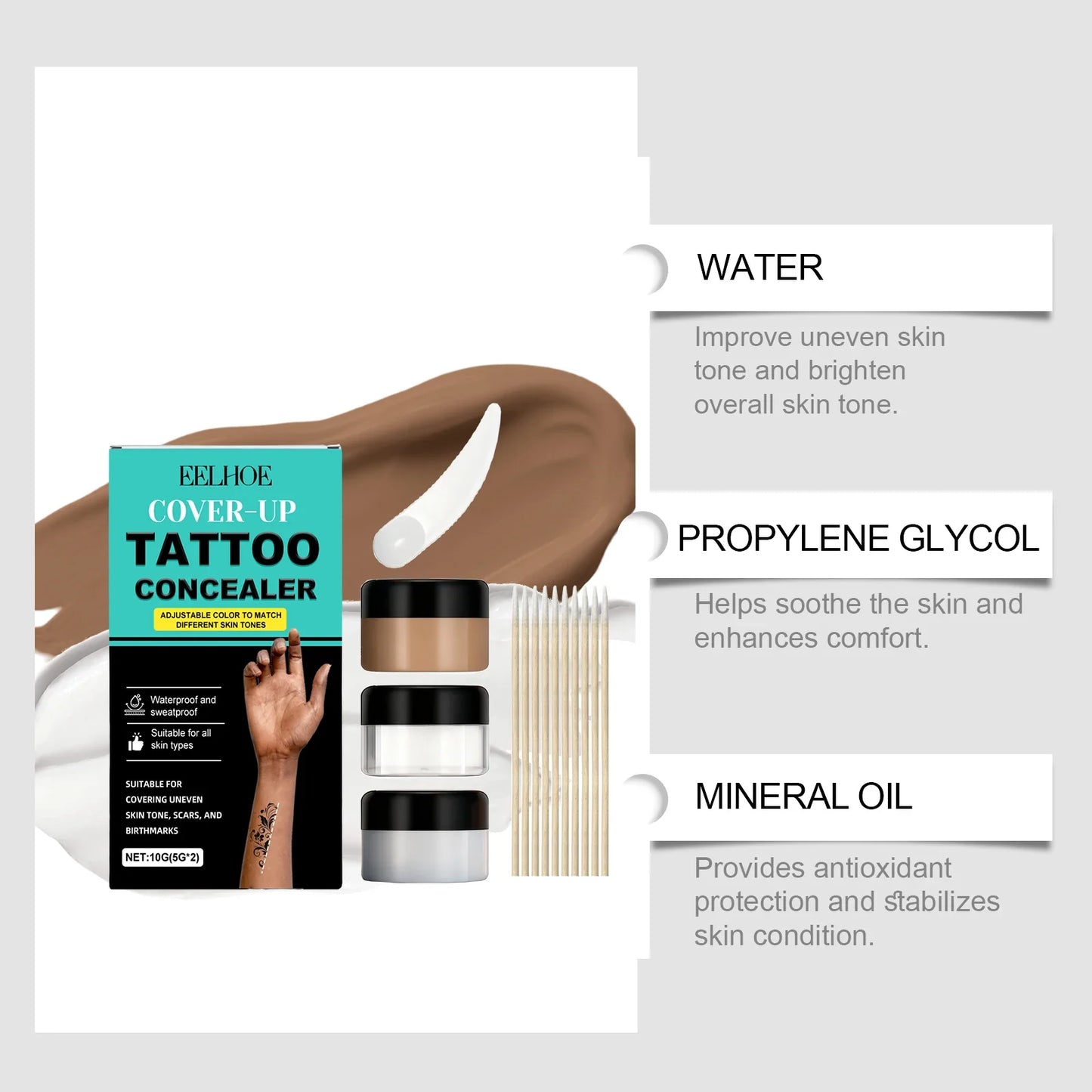 Tattoo Concealer Kit – Full Coverage Body Makeup, All Skin Types