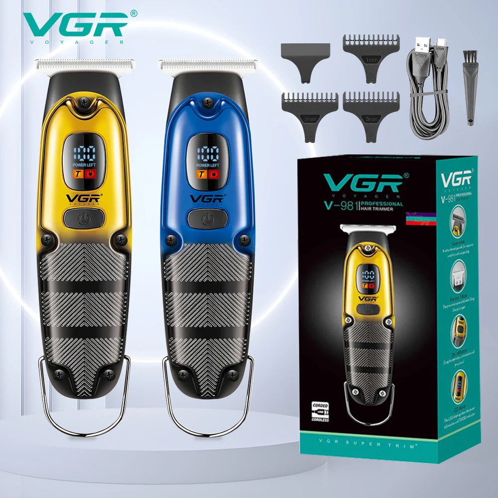 VGR 981 hair clipper LCD digital display home electric stainless steel engraving electroplating scissors Peaceful Pleasures Health and Wellness