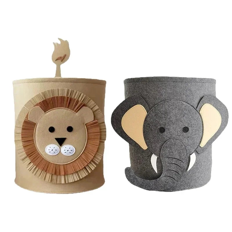 Felt Cartoon Toy Storage Basket – Kids Nursery Hamper Organizer
