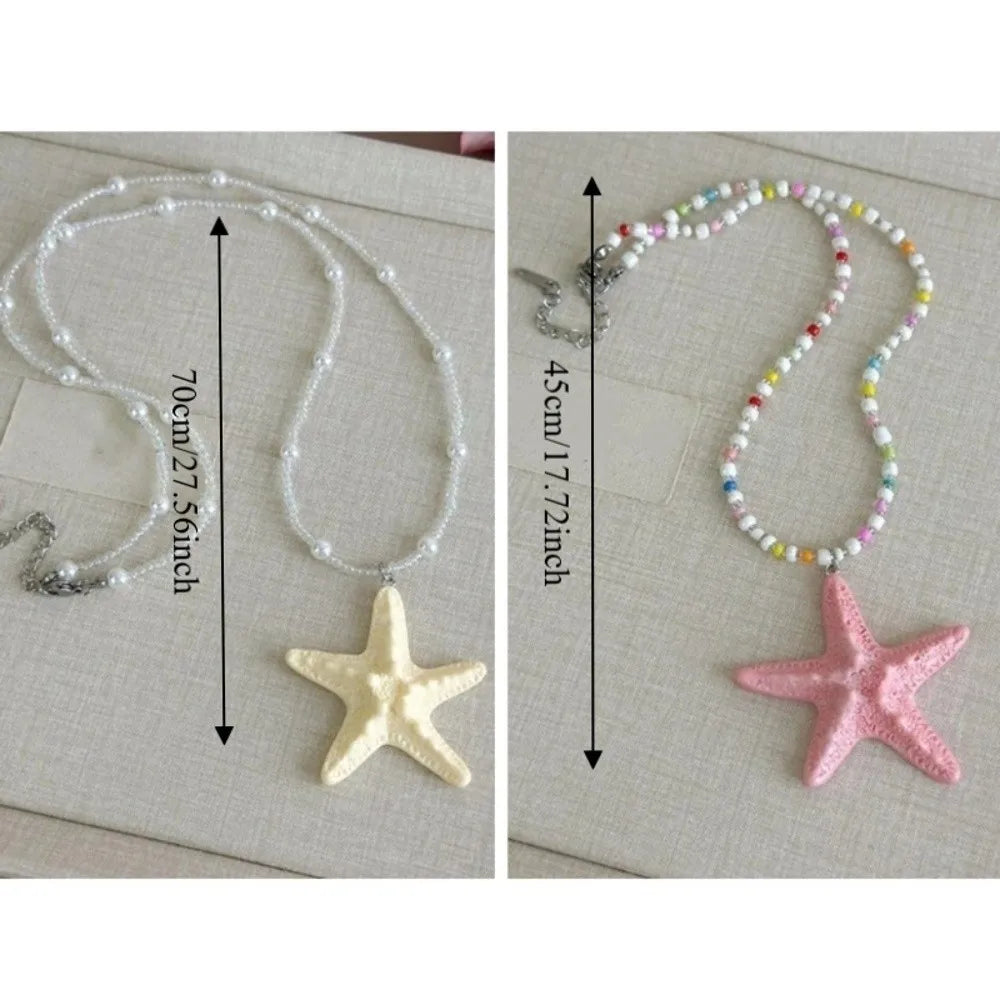 Bohemian Starfish Beaded Necklace | Colorful Beach Jewelry Pendant Necklace Peaceful Pleasures Health and Wellness