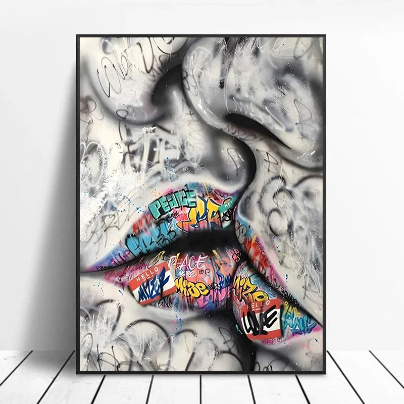 Street Graffiti Gestures Canvas Wall Art | Abstract Pop Mural