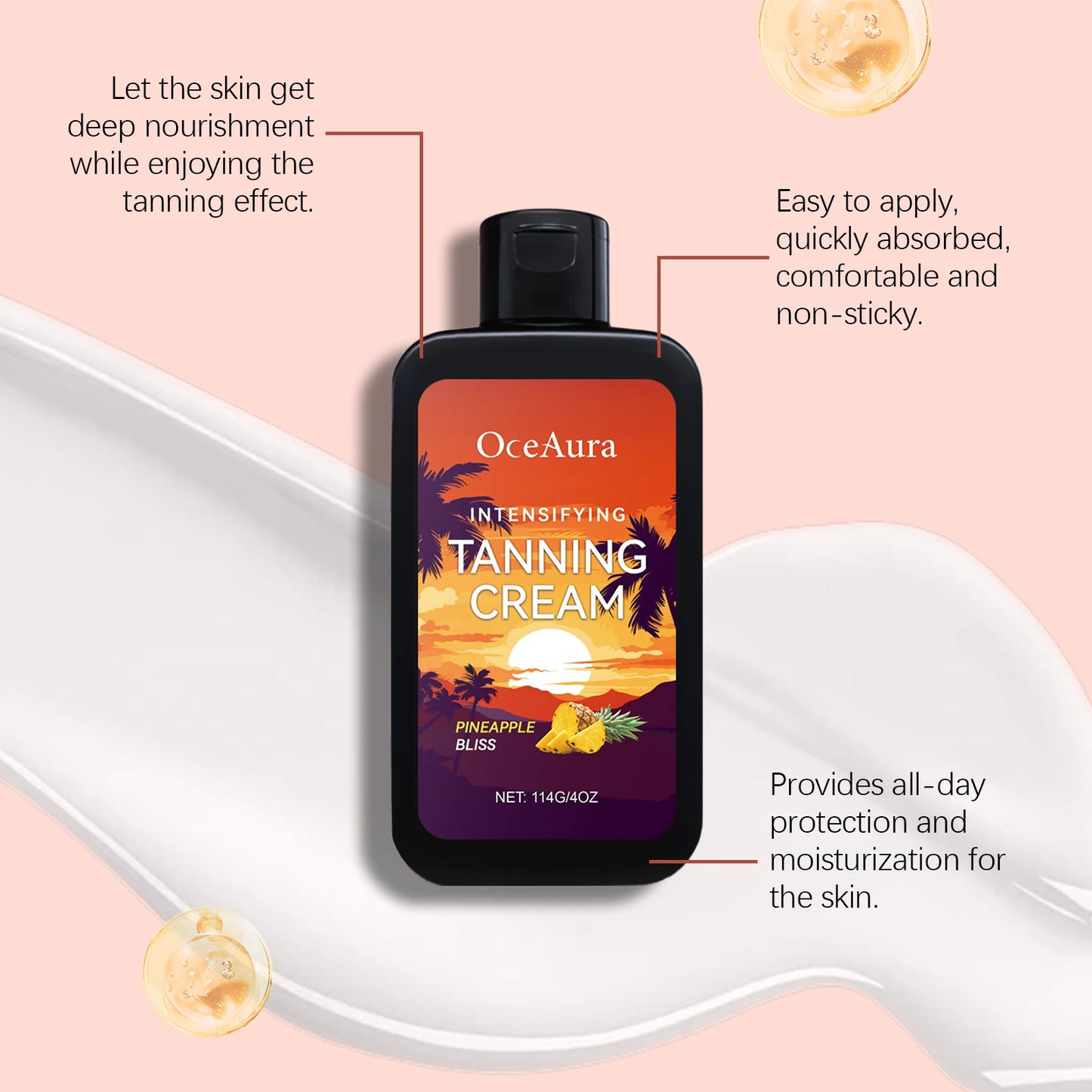 OceAura Sunless Self-Tanning Cream with Coconut Oil 114g