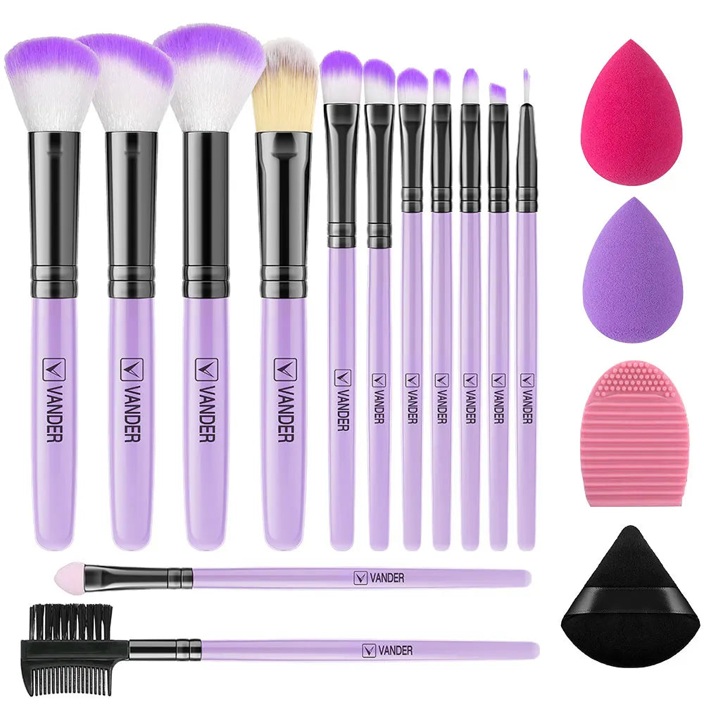 Soft Fluffy Makeup Brush & Sponge Set – Blush, Eye & Foundation