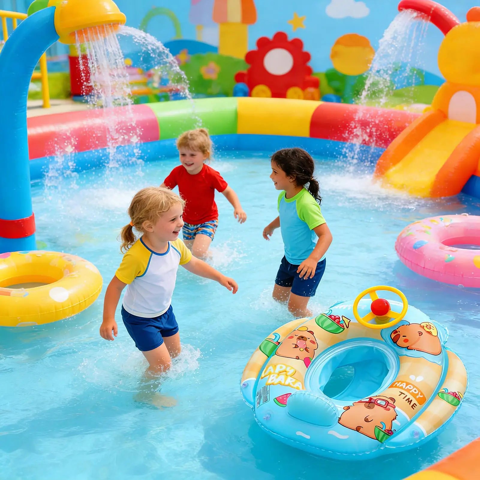 Inflatable Capybara Pool Float Cartoon Animal Floating Raft Kids Swimming Floatie For Summer Party Lake Beach Backyard Garden Peaceful Pleasures Health and Wellness