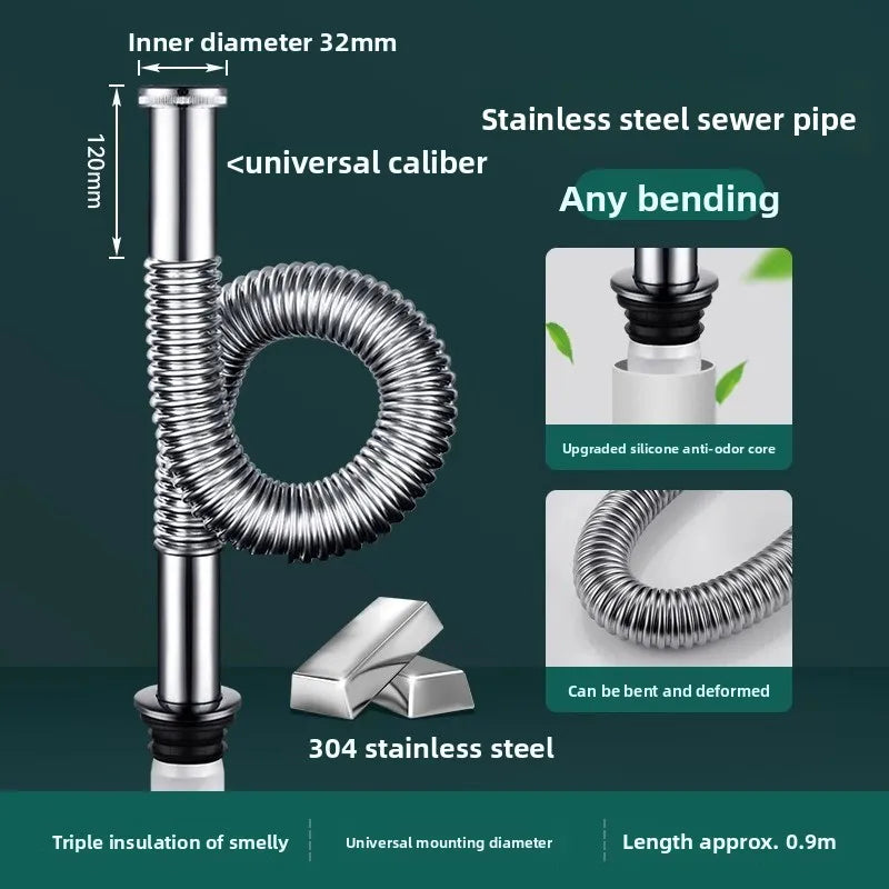 P-Trap Kitchen Sink Drain Set – Strainer, Hose & Odor Filter