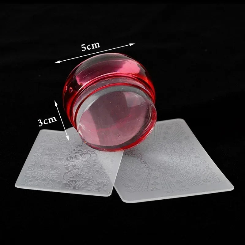3sets Manicure Nail Art Stamping Plates Kits Clear Silicone Head Mirror Nail Stamper Transfer Templates Printing Scraper Peaceful Pleasures Health and Wellness