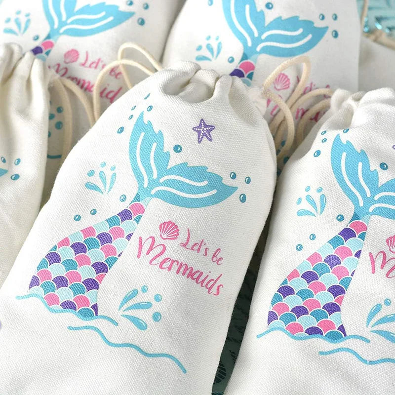 5-Pack Mermaid Party Favor Bags | Under the Sea Birthday Gift