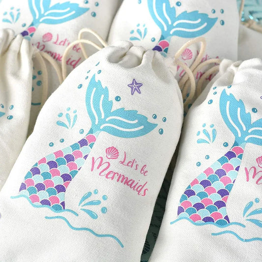 5-Pack Mermaid Party Favor Bags | Under the Sea Birthday Gift Party Favor Bags Peaceful Pleasures Health and Wellness