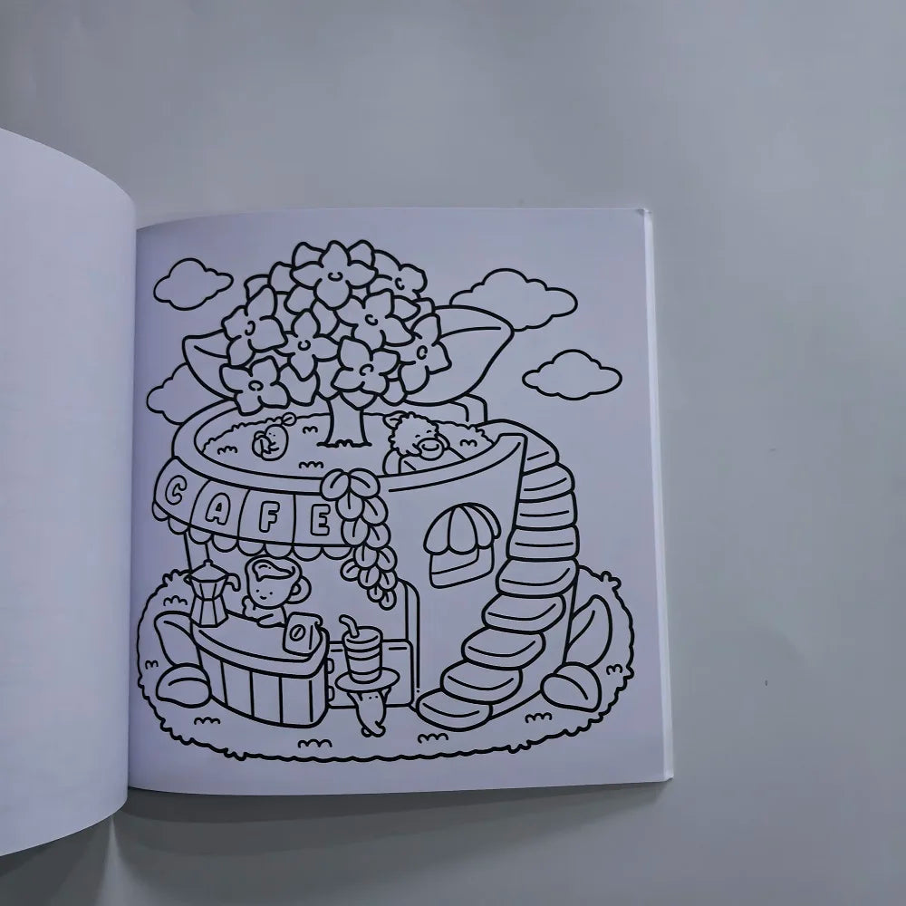 Dreamy Friends Cute Easy Coloring Book Adults Stress Relief Drawing