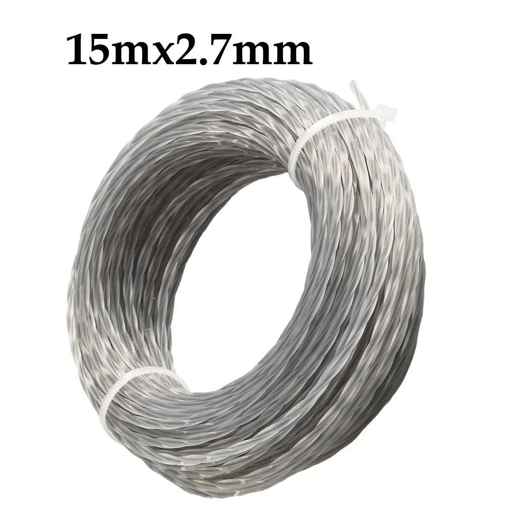 15M Nylon Grass Trimmer Line Spool | 2.0–4.0mm Round String