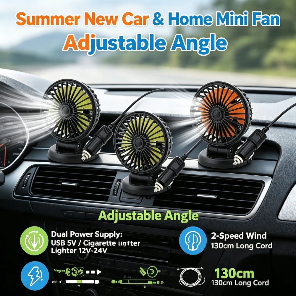 Car Fan Single Head Fan 360° Adjustable Cooling Fan Car Electrical Appliances With Cigarette Lighter Plug For Car Truck SUV RV Peaceful Pleasures Health and Wellness