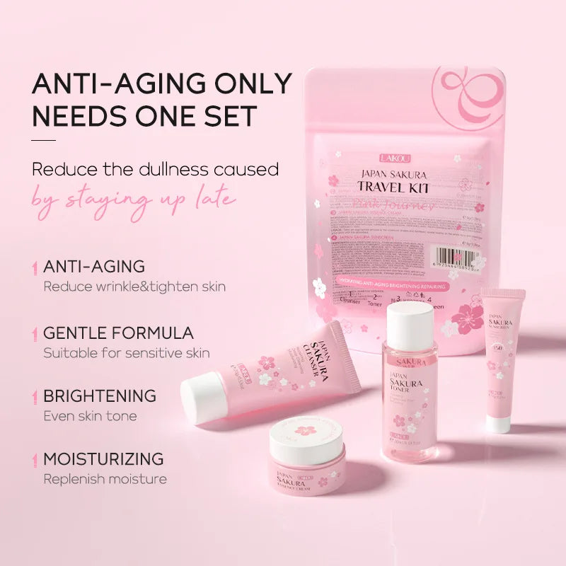 LAIKOU Sakura Skin Care Set | Cleanser, Serum, Toner & Cream