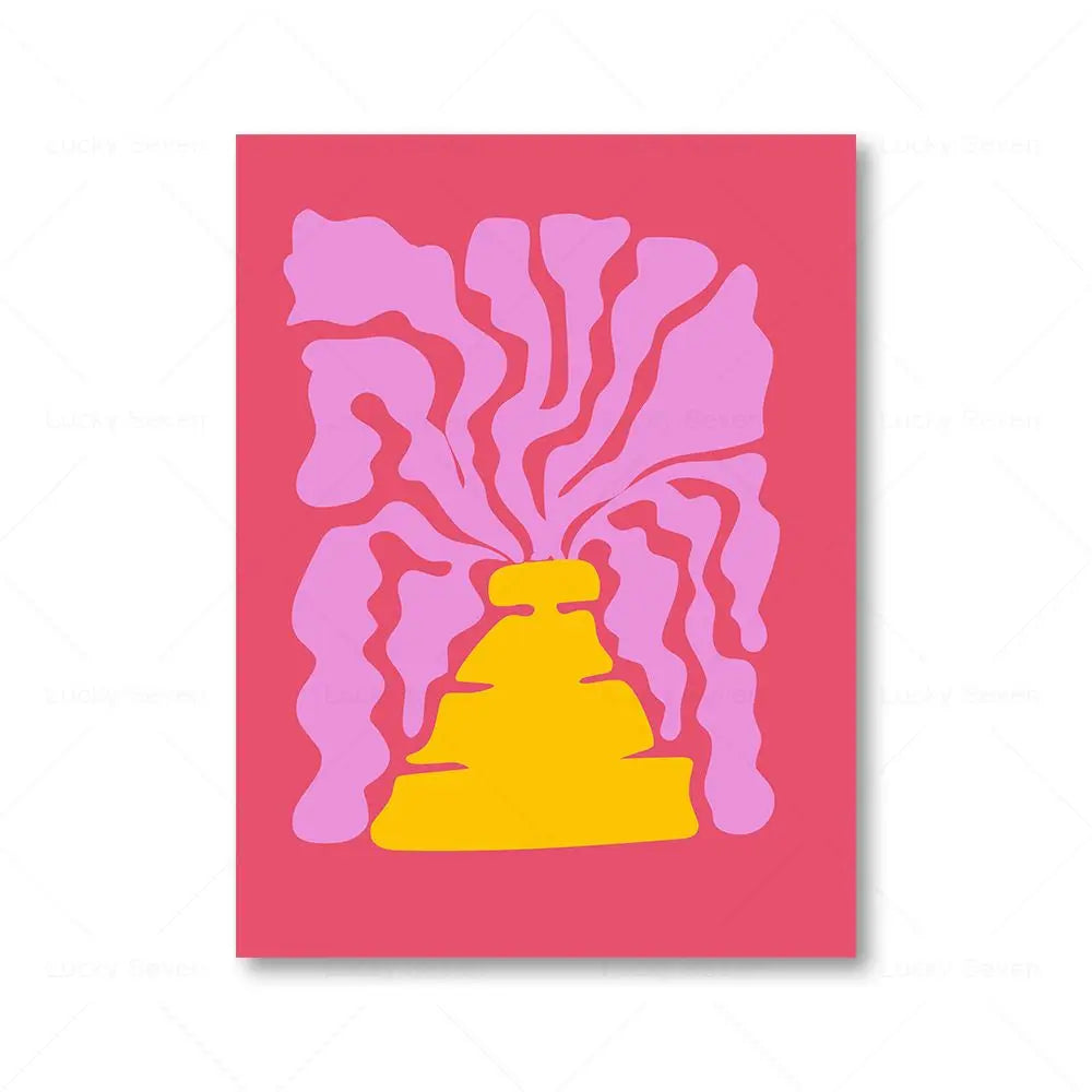 Retro Botanical Abstract Floral Canvas Wall Art Print | Unframed