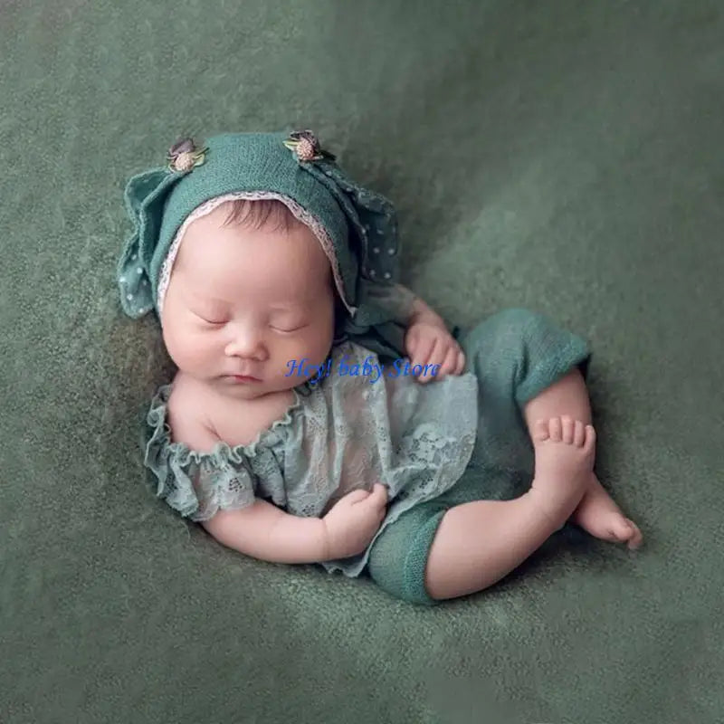 Newborn Photo Outfit | Lace Tulle Dress & Animal Ear Hat Set