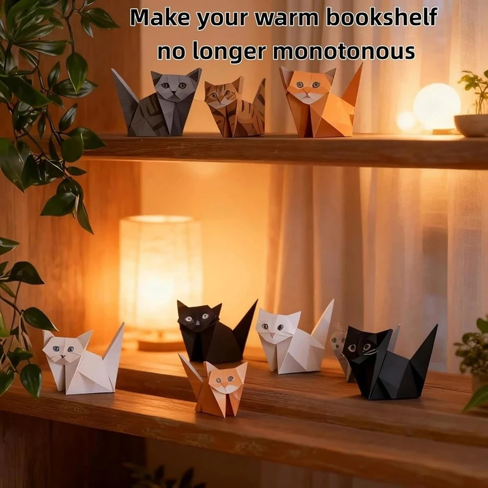 DIY 3D Origami Cats & Dogs Paper Kit – 50/100 Sheets with Pre-Creased Lines for Desk Decor & Gifts