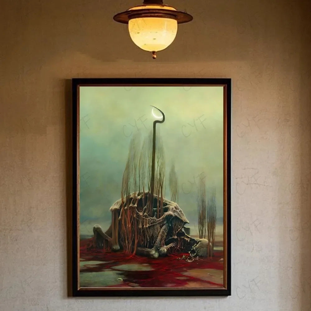 Famous Surrealism Artworks By Zdzislaw Beksinski Poster HD Art Prints for Home Living Room Bedroom Bar Aesthetic Wall Decor Peaceful Pleasures Health and Wellness