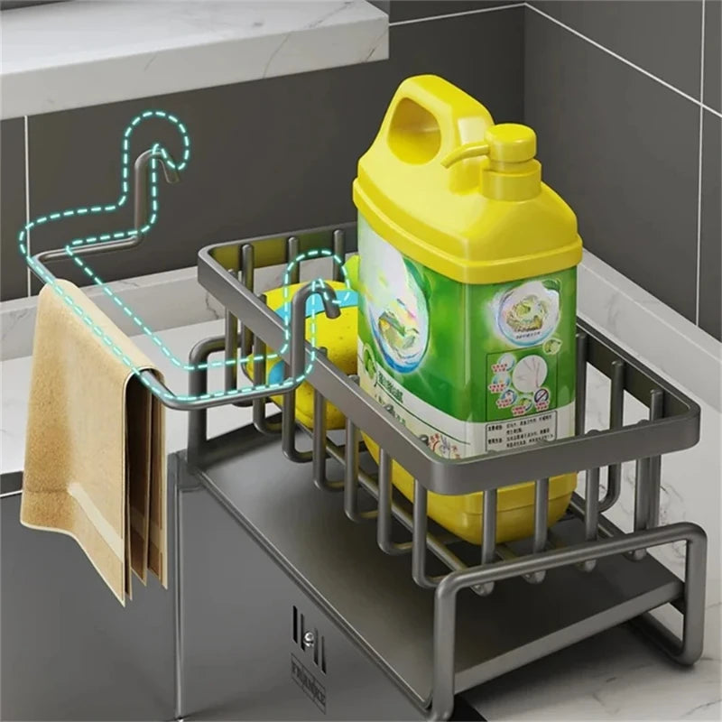 Kitchen Sink Sponge Holder & Drain Rack | Space Aluminum