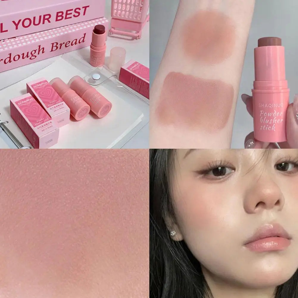 3in1 Monochrome Blusher Cheek Lip Tinted Durable Matte Natural Rouge Powder Blusher Stick Cream Matte Contour Makeup Cosmetices Peaceful Pleasures Health and Wellness