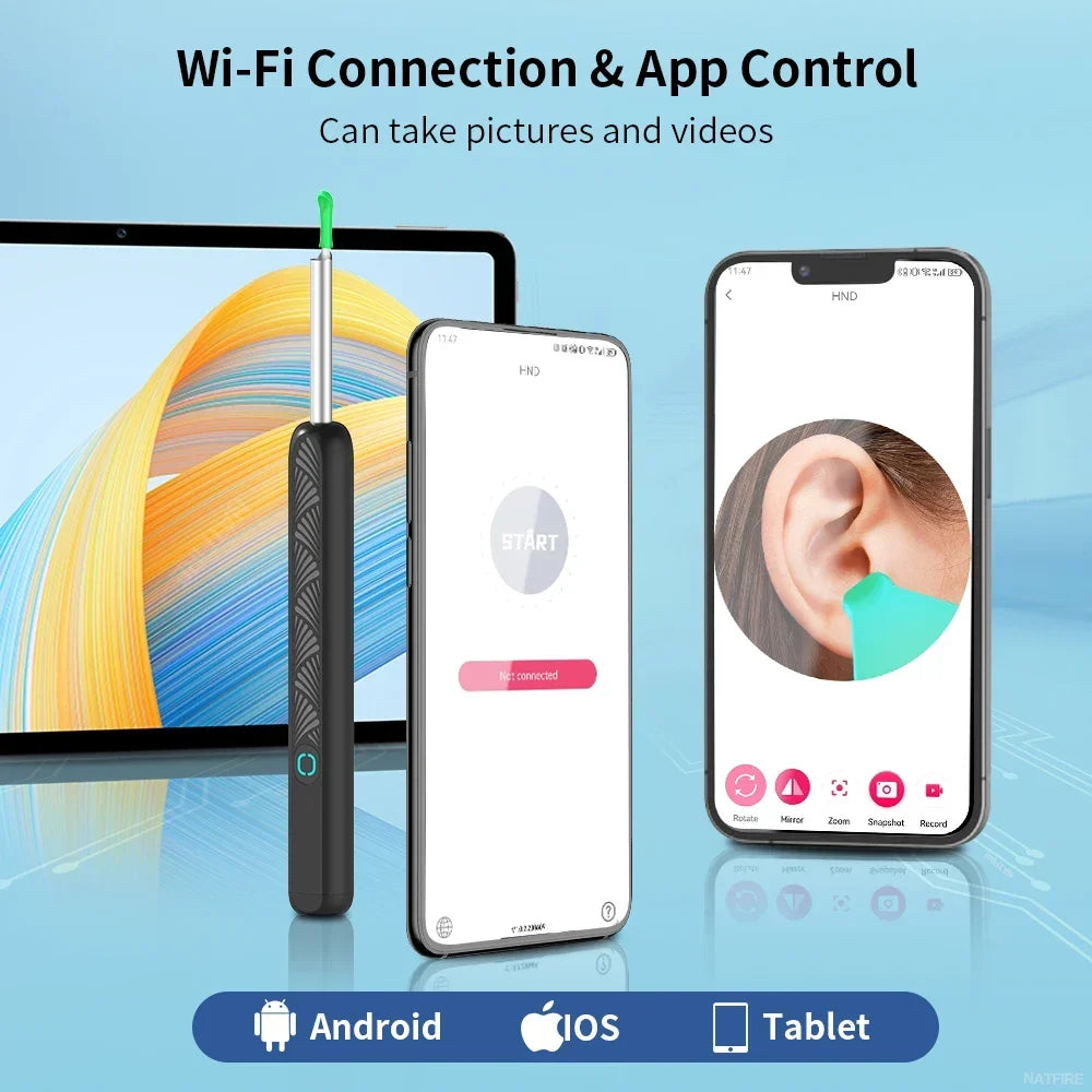 Visual Ear Wax Cleaner with Camera Safe Earwax Removal Endoscope with 5M Camera Luminous Otoscope Ear Cleaning Tools Ear Care Peaceful Pleasures Health and Wellness