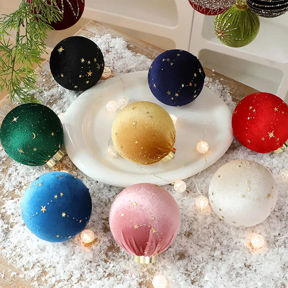Velvet Curly Christmas Ball Ornaments | 12-Piece Set, 8cm