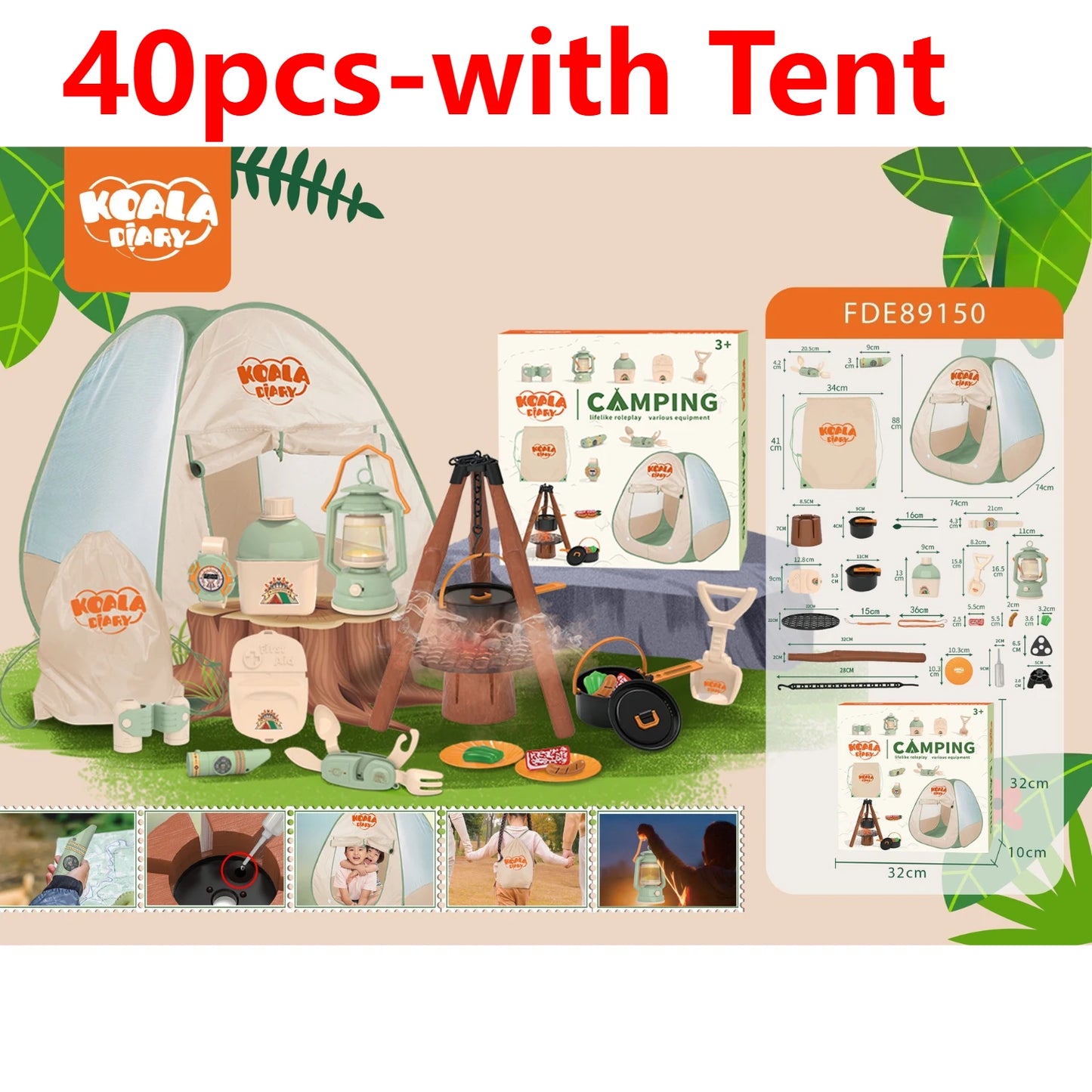 Kids Camping Explorer Set – Tent, Campfire & Binoculars Toy