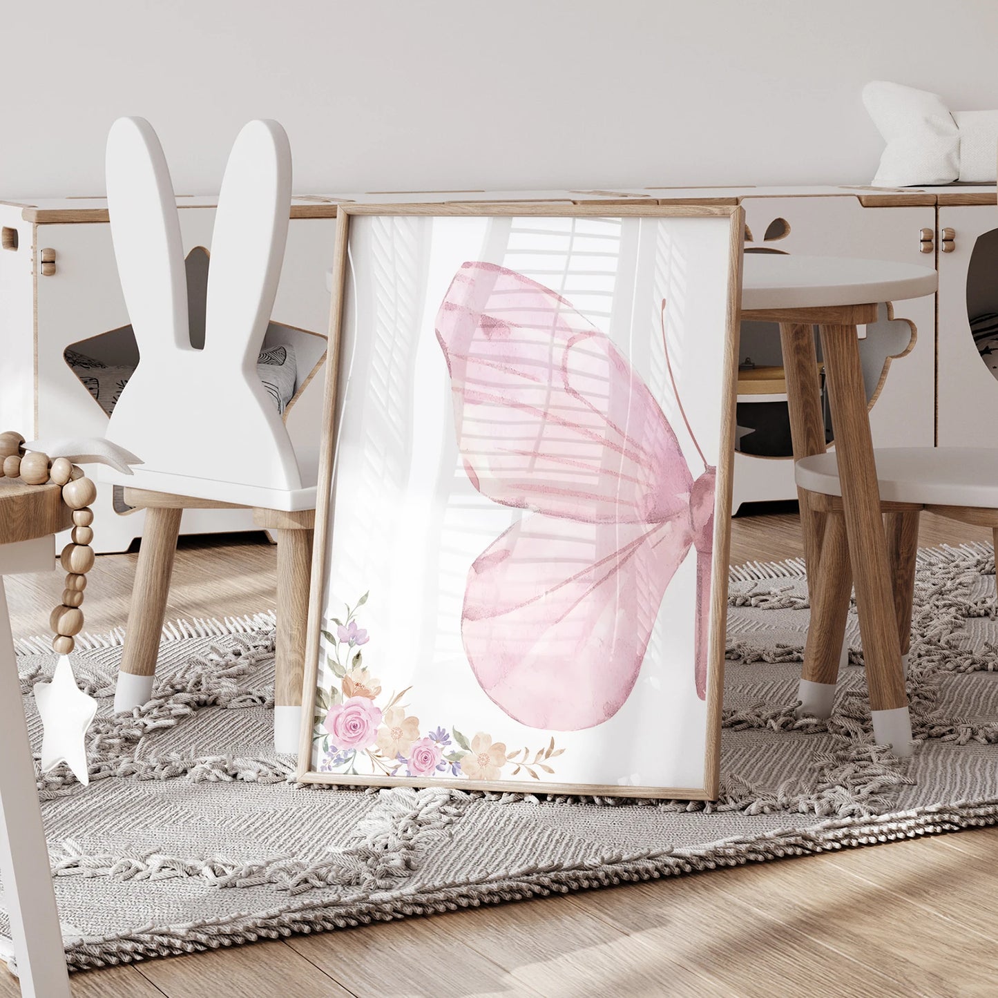 3-Piece Personalized Pink Butterfly Canvas Wall Art | Kids Decor