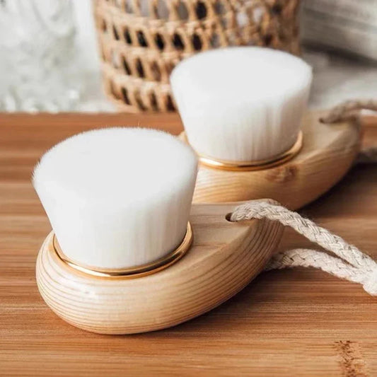Wooden Handle Facial Cleansing Brush – Soft Microfiber Exfoliator Facial Cleansing Brush Peaceful Pleasures Health and Wellness