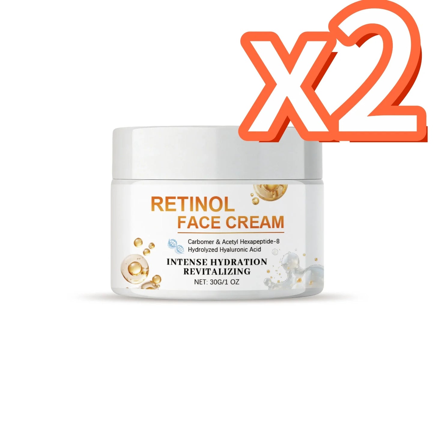 Retinol Face Cream Enhance Skin Firmness Deeply Hydrate Brighten Tone Repair Damaged Skin Barrier Hyaluronic Acid Facial Creams Peaceful Pleasures Health and Wellness 30g Boxed X 2PCS