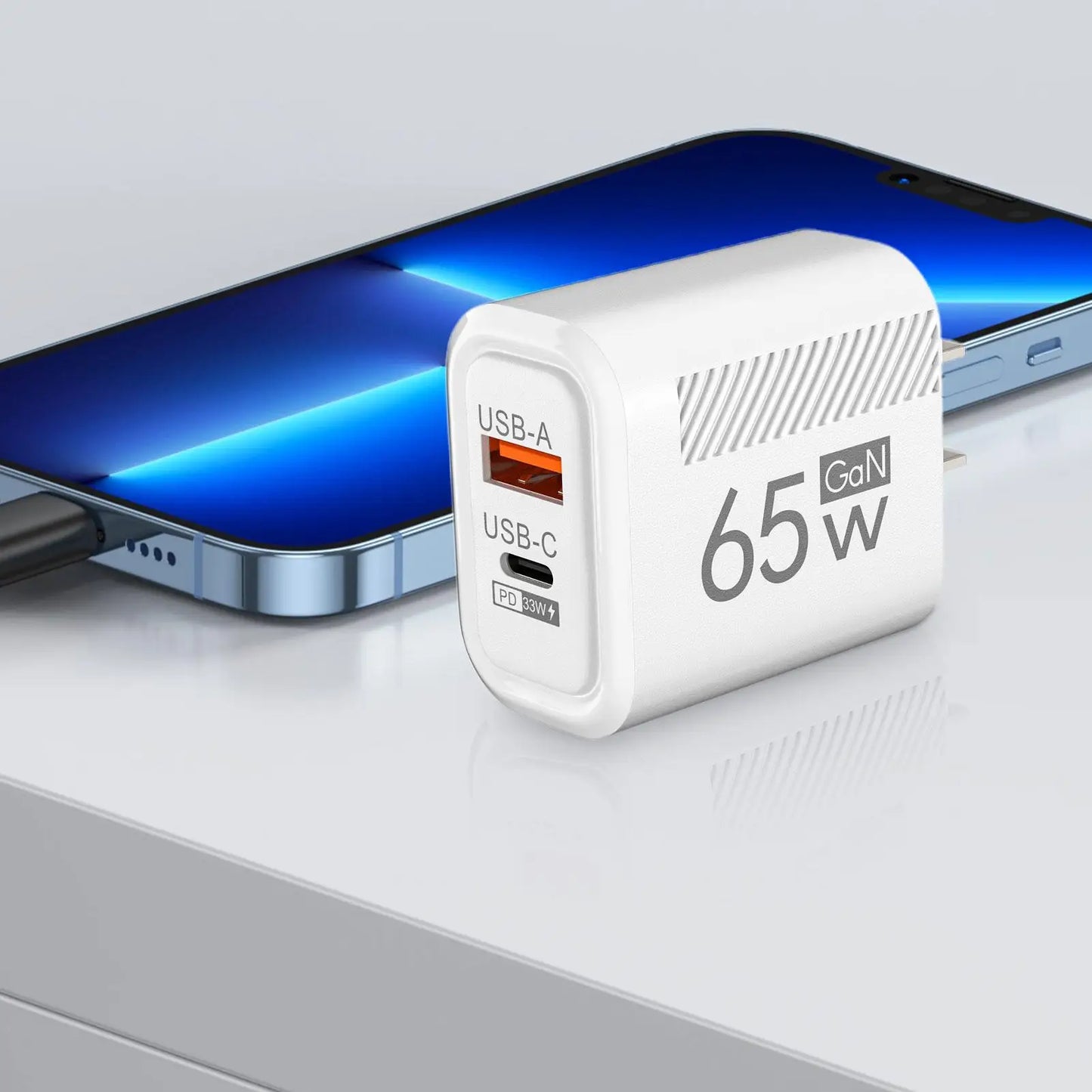 65W USB-C PD Fast Charger Adapter 3 Ports EU US Plug USB-C Fast Charger Peaceful Pleasures Health and Wellness