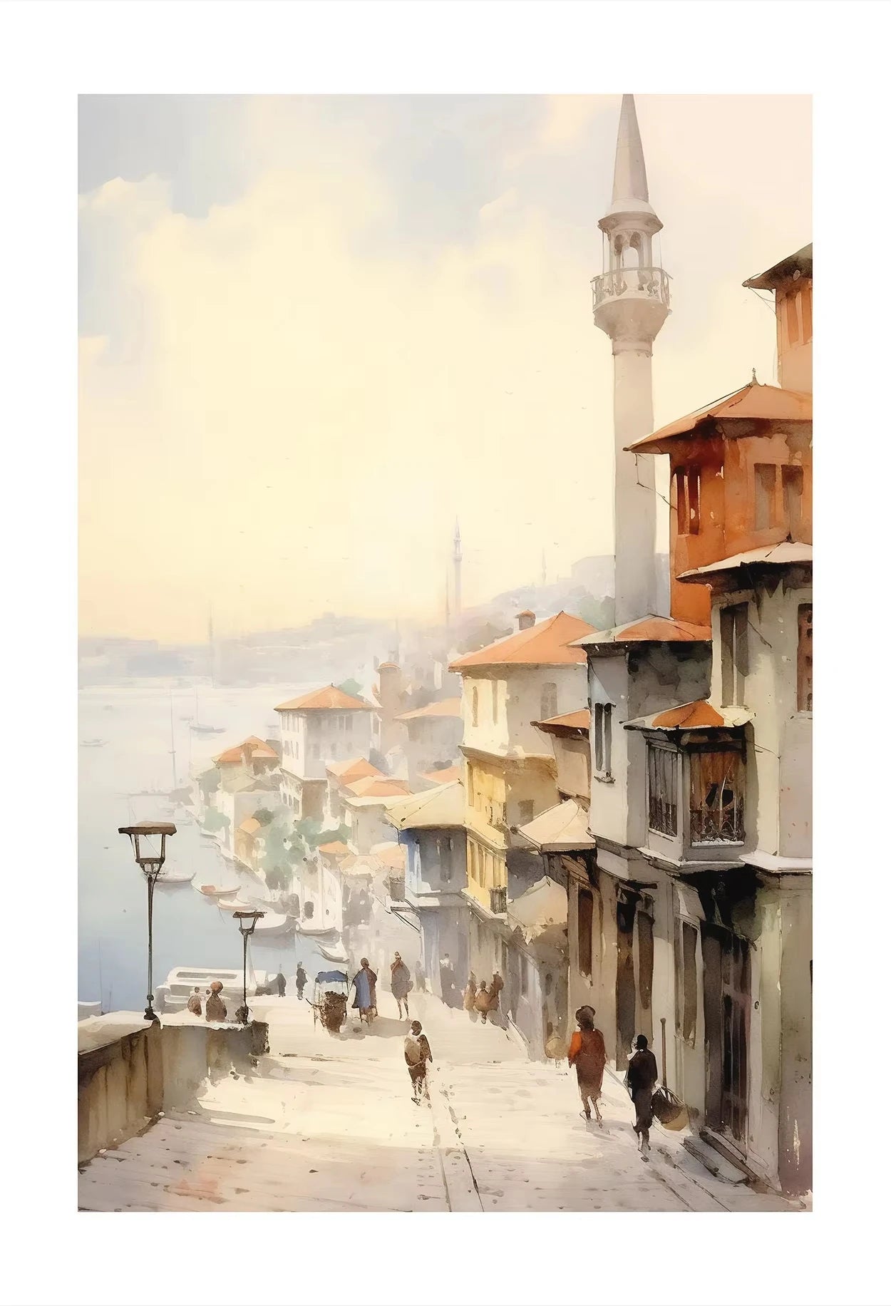 Watercolor World Scenery Canvas Print | Frameless Wall Art Canvas Wall Print Peaceful Pleasures Health and Wellness 10 30x40cm Unframed