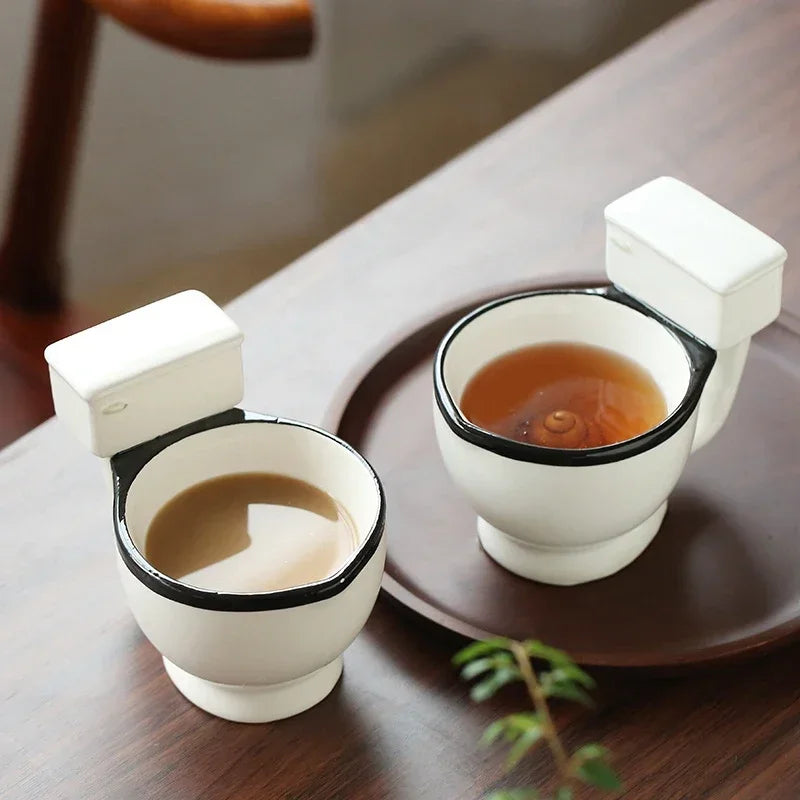 300ml Toilet Shaped Cup Coffee Ceramic Cup with Handle Water Cup Coffee Tea Milk Ice Cream Cup Funny Gift Peaceful Pleasures Health and Wellness