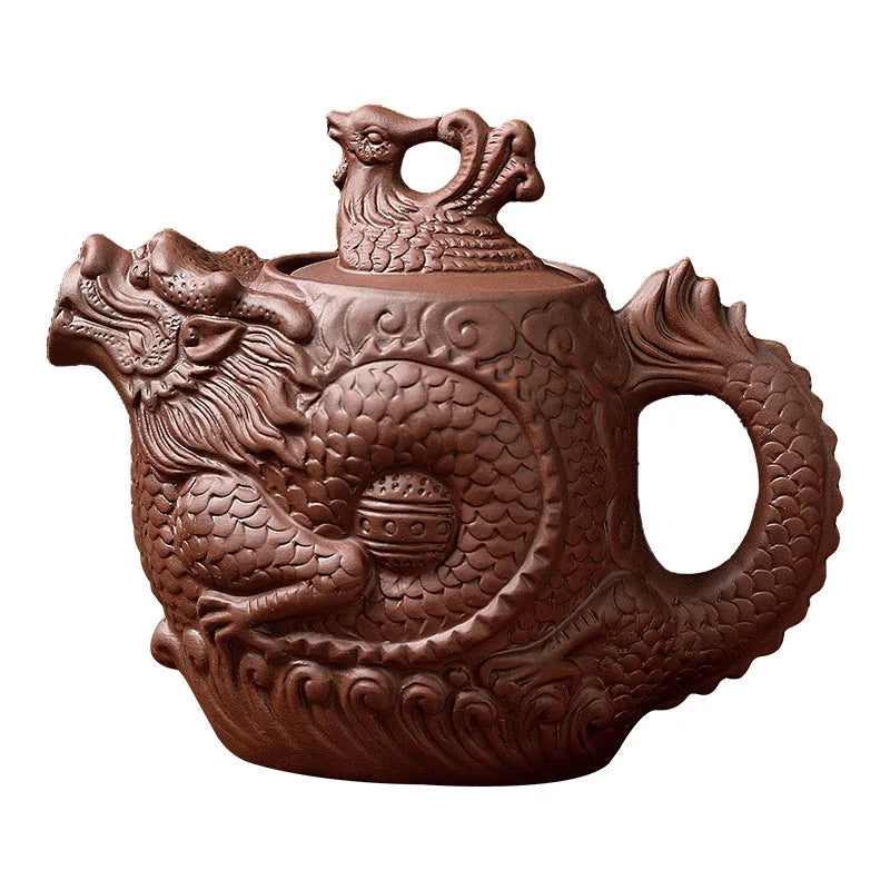 Chinoiserie large capacity dragon and phoenix teapot purple clay teapot kung fu tea set suit teapot tea maker Peaceful Pleasures Health and Wellness