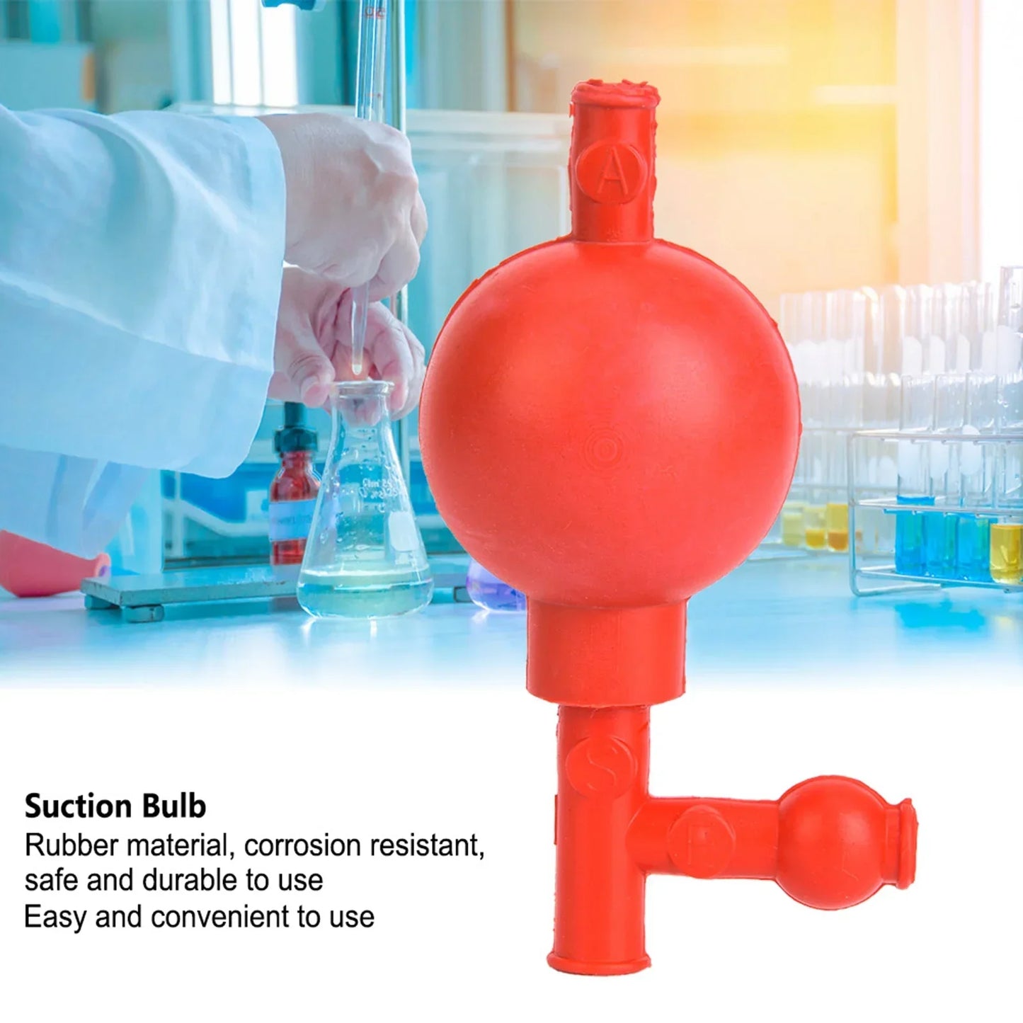 Quantitative Pipette Ball Rubber Suction Bulb 3 Openings Red Filler