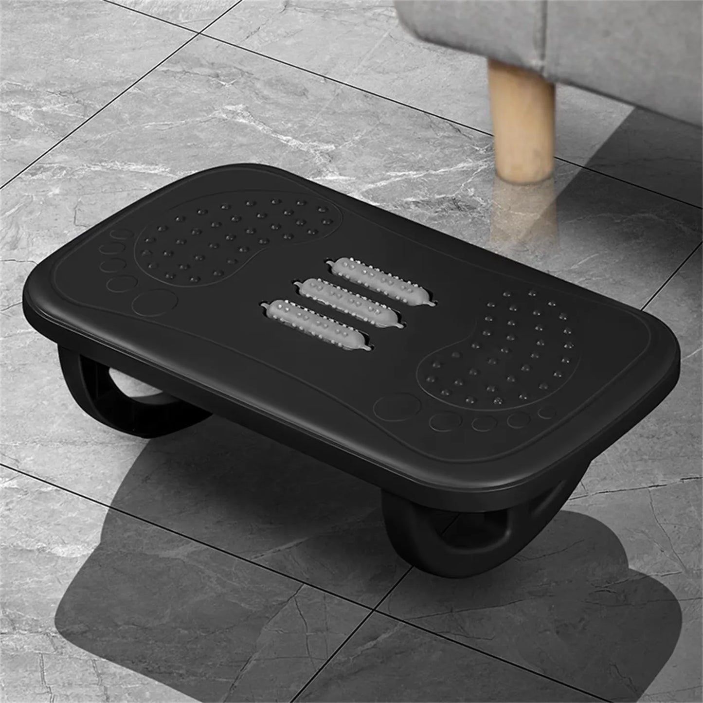 Rocking Footrest for under Desk Ergonomic Desk Leg Rest Rocker Balance Board Comfortable Foot Stool for Desk Home Office Peaceful Pleasures Health and Wellness black