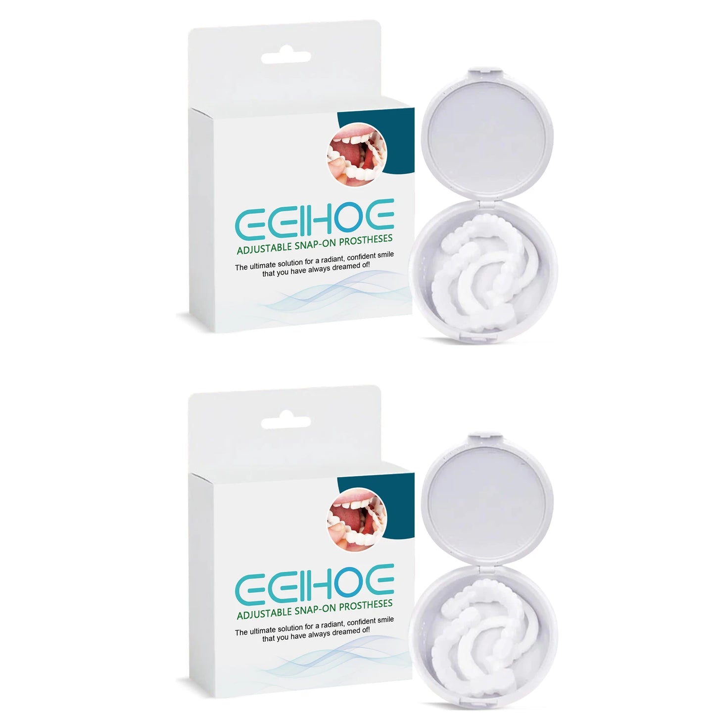 Adjustable Buckle Denture Effectively Decorate Teeth Fill Gap Correct Teeth Covering Dental Plaque Adjustable Snap-On Prostheses Peaceful Pleasures Health and Wellness 2 Pair Boxed