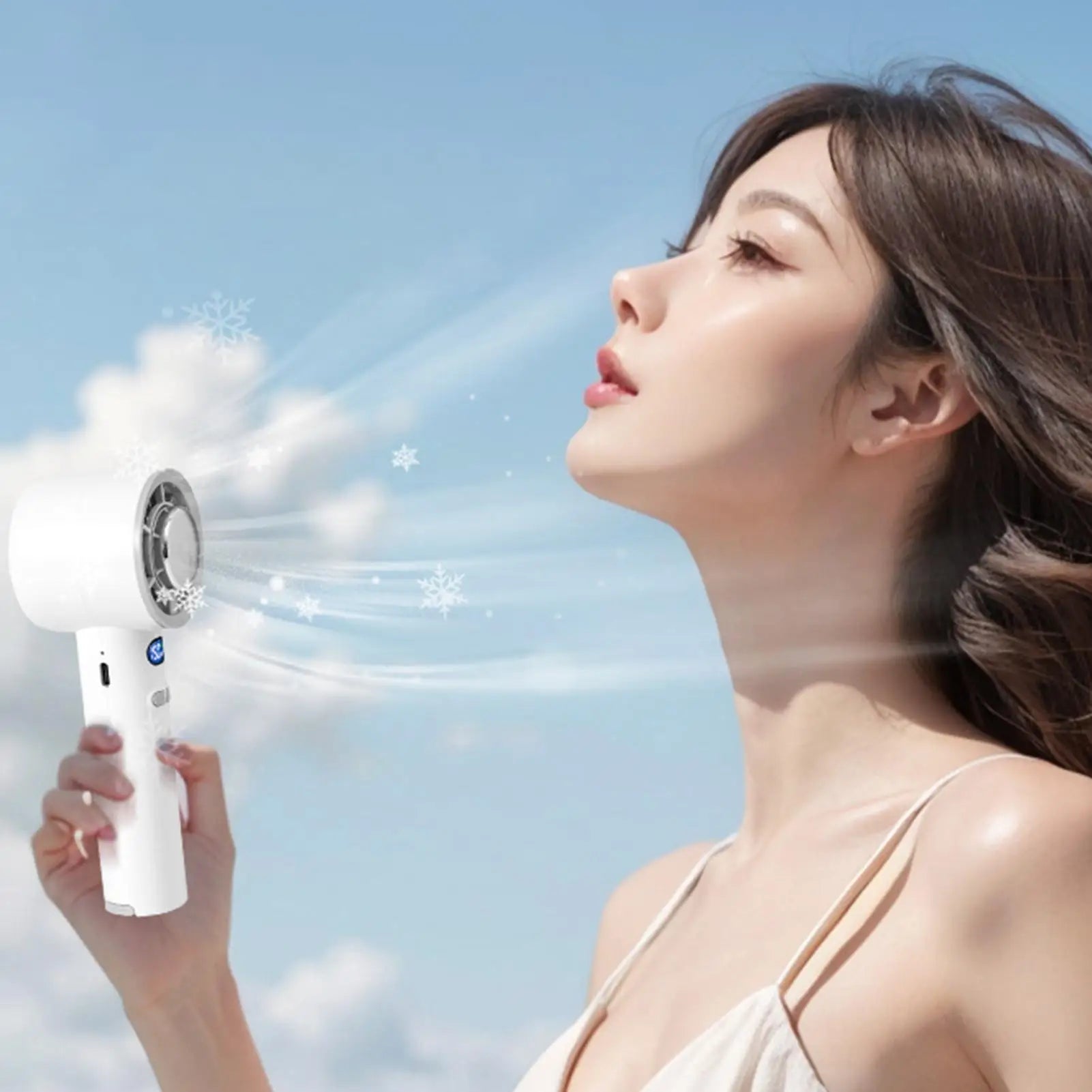 Handheld Fan Portable With LED Display Hand Fan Rechargeable For Women Men Students Travelers Gardeners Visitors Hikers Parks Peaceful Pleasures Health and Wellness