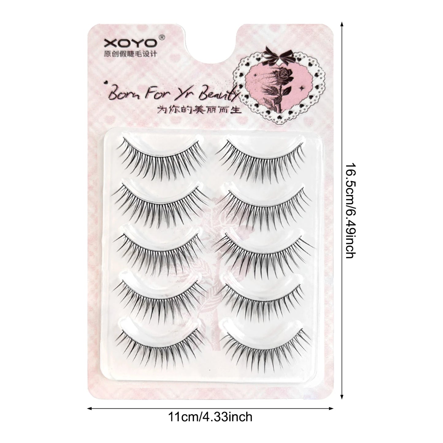 5 Pairs DIY Anime Full Strip Lashes Doll Eye Natural Asian False Eyelashes Thick Thin Black Stem Korean Idol Style Fake Lashes Peaceful Pleasures Health and Wellness
