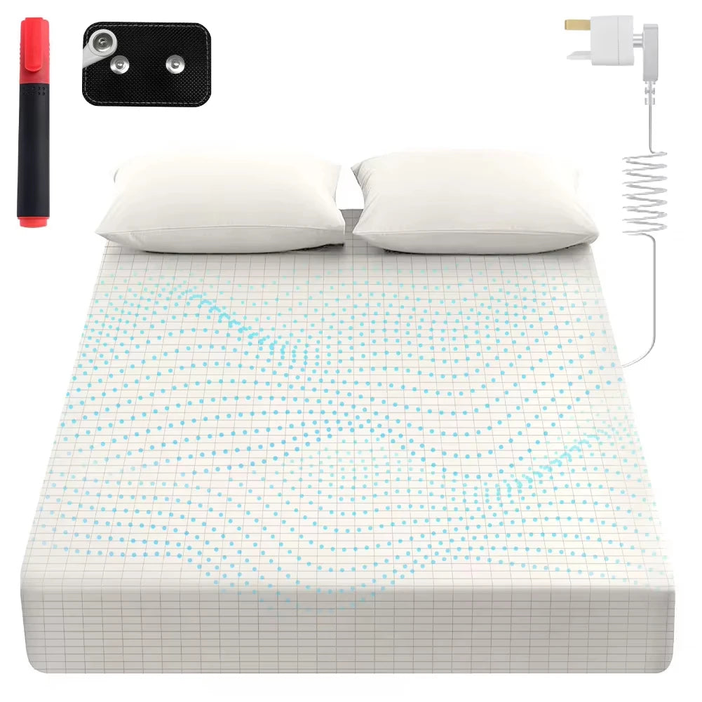 Grounding Fitted Sheets 10% Silver Fiber Bed Sheet Conductive Bedsheet Anti-ESD Release Pressure Improve Sleep Keep Health ﻿ Peaceful Pleasures Health and Wellness UK plug White Queen 153x203x38CM